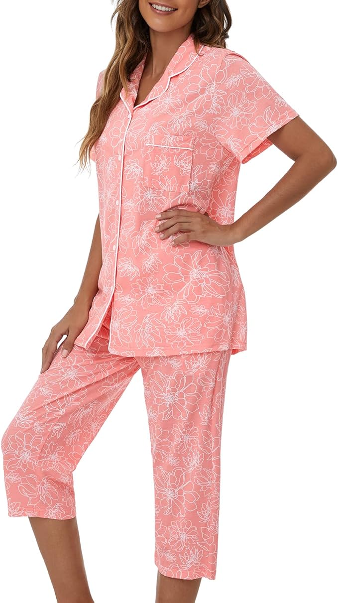 Capri Pajama Set - Short Sleeve - 2 Piece