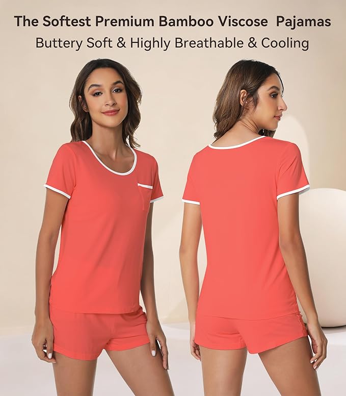 Women's Bamboo Cooling Pajama Set - Short Sleeve - 2 Piece