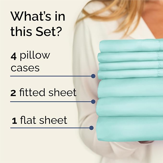 Cooling Bed Sheet Set - Split King - 16 in Deep Pocket - 7 Piece