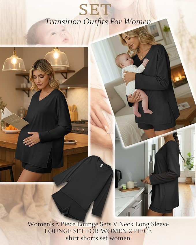 Women's Shorts Pajama Set - Long Sleeve - 2 Piece