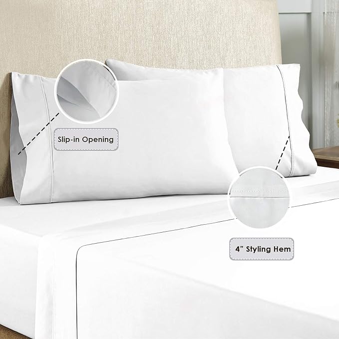 100% Cotton Pillowcase Set - King - 2 Piece