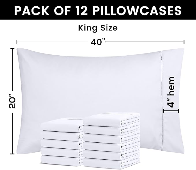 Microfiber Pillowcase - King - 20 x 40 in - 12 Pack