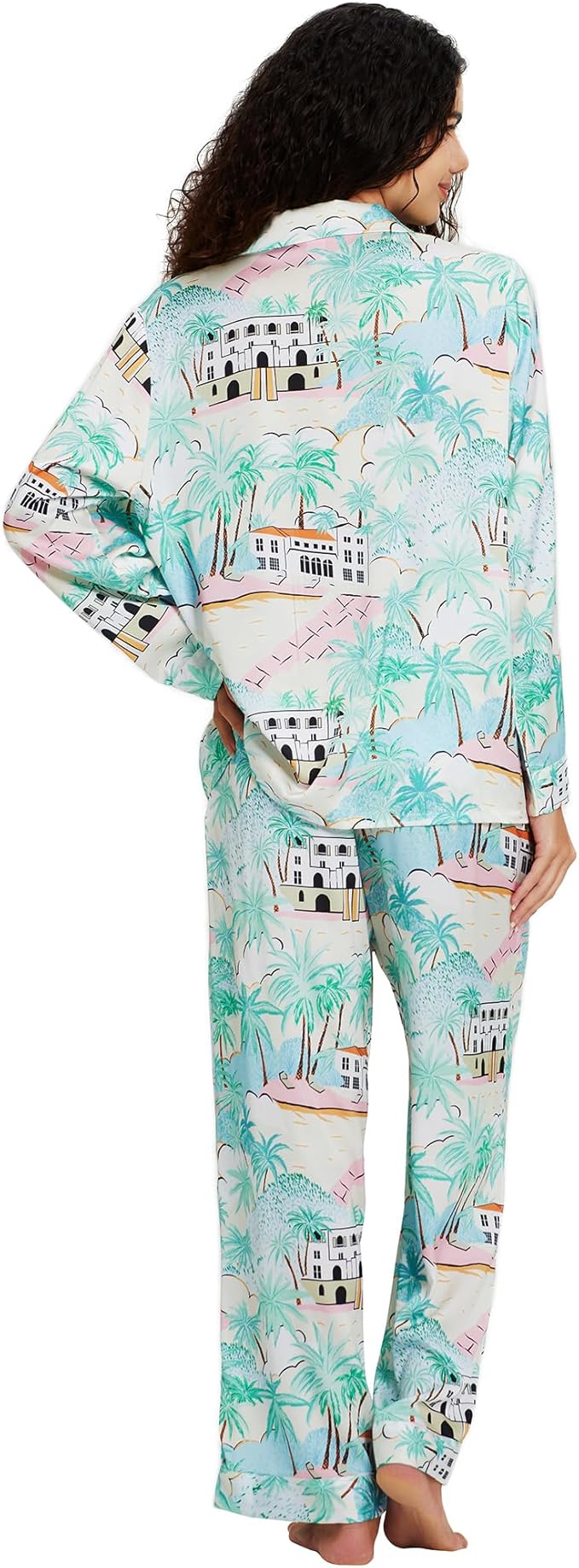 Satin Pajama Set - Long Sleeve - 2 Piece