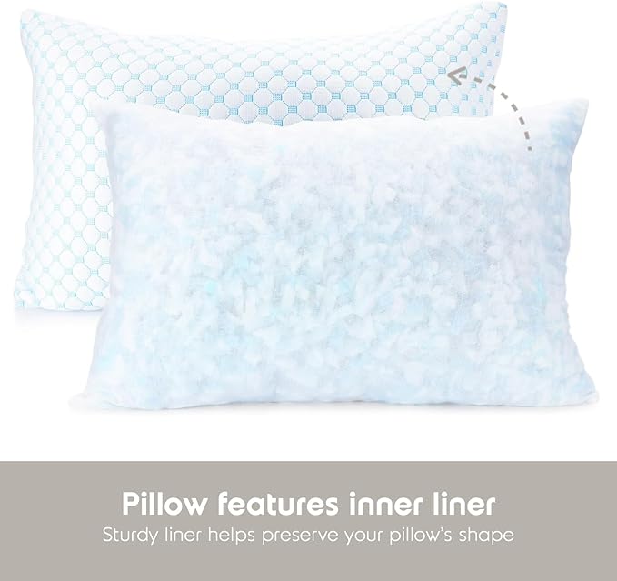 Memory Foam Cooling Bed Pillow - King - 2 Piece