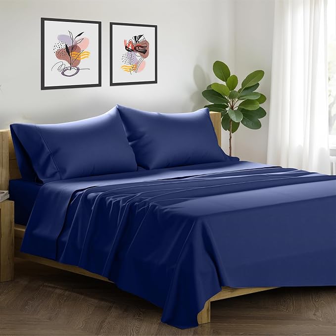 Linen Cooling Bed Sheet Set - California King - 17 in Deep Pocket - 4 Piece