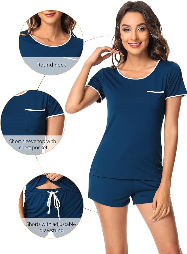 Women's Bamboo Cooling Pajama Set - Short Sleeve - 2 Piece