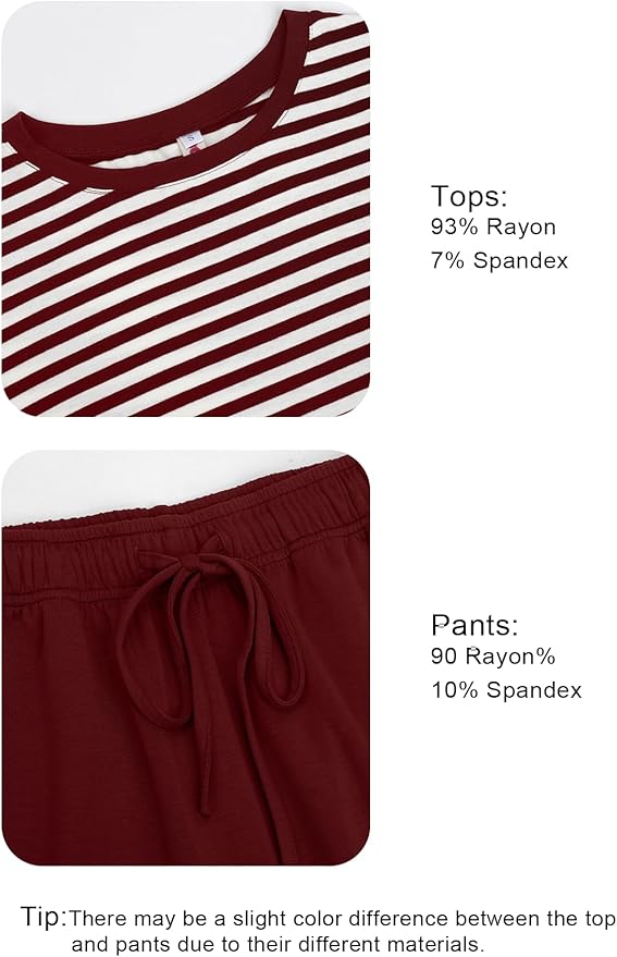 Women's Loungewear Set - Short Sleeve - Pants - 2 Piece