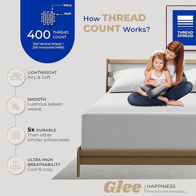 100% Cotton Pillowcase Set - Queen - 4 Piece