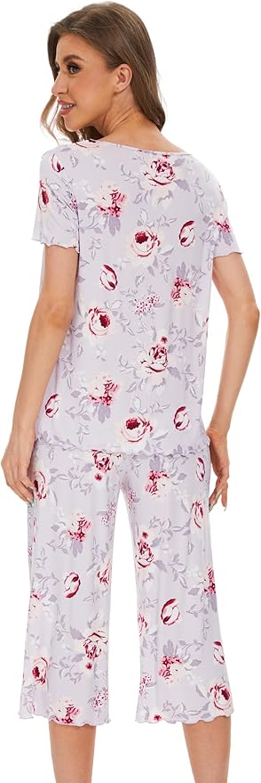 Bamboo Capri Pajama Set - Short Sleeve - 2 Piece
