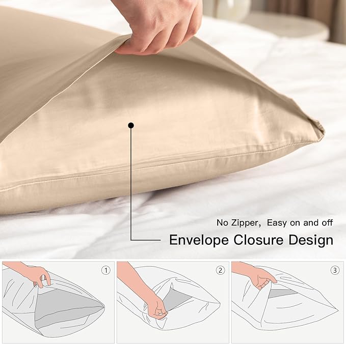 100% Cotton Pillowcase Set - King - 20 x 36 in - 2 Piece