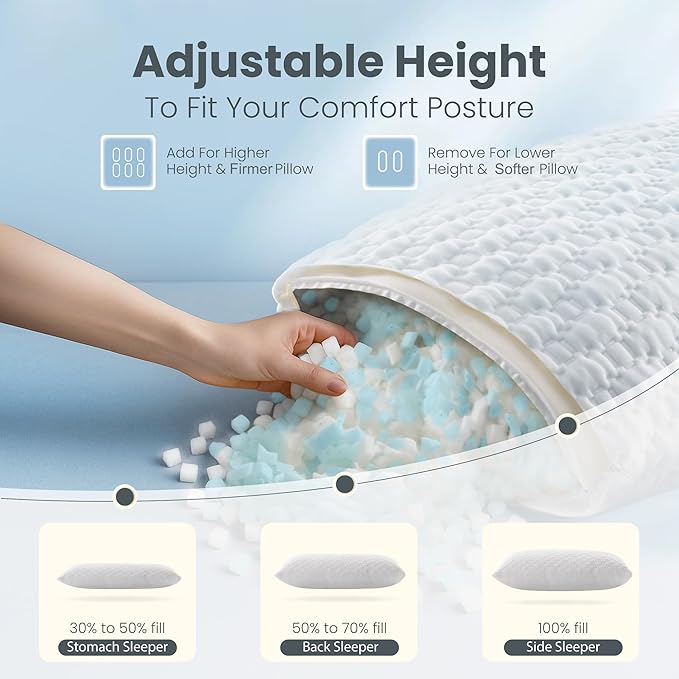 Memory Foam Cooling Bed Pillow - King - 2 Piece