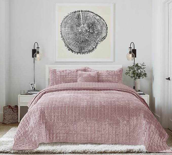 Velvet Quilt Set - California King - 3 Piece