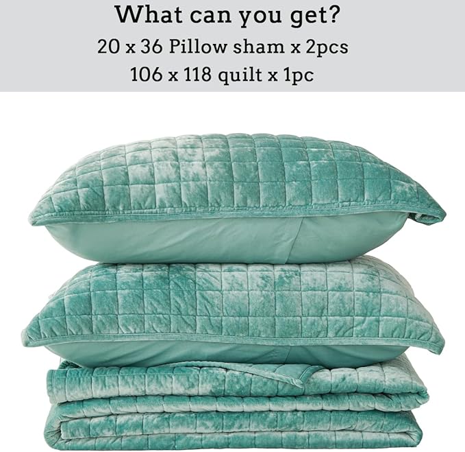 Velvet Quilt Set - California King - 3 Piece
