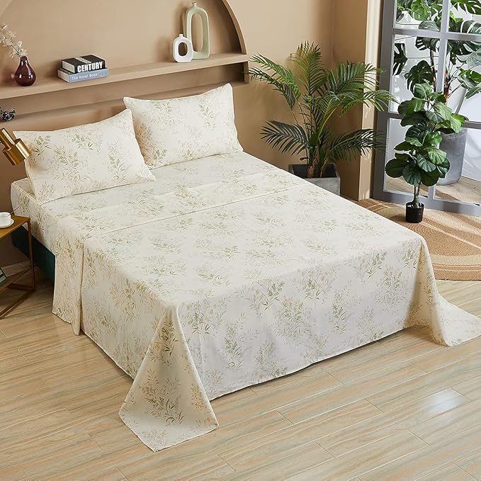 100% Cotton Bed Sheet Set - Queen - 4 Piece