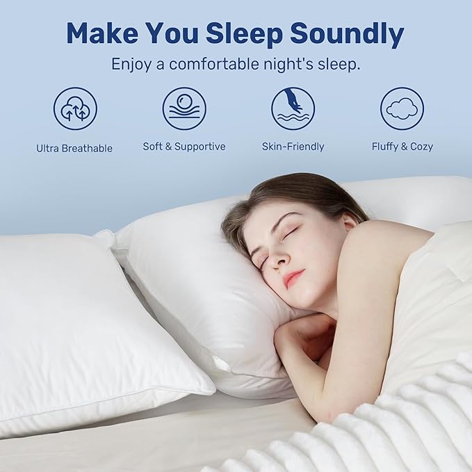 100% Cotton Bed Pillow - King - 2 Piece