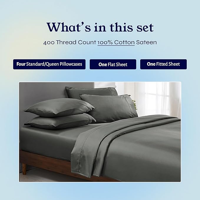 100% Cotton Bed Sheet Set - Queen - 6 Piece