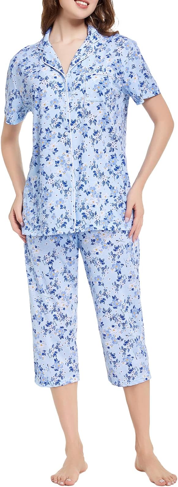 Capri Pajama Set - Short Sleeve - 2 Piece