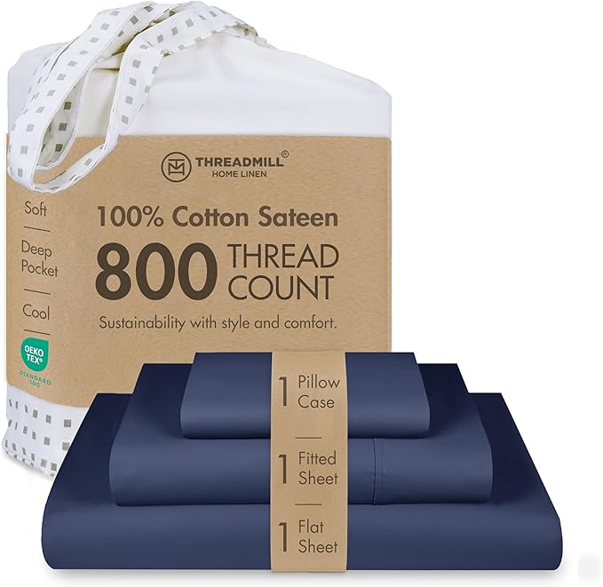 100% Cotton Bed Sheet Set - Twin - 15 in Deep Pocket - 3 Piece