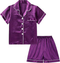 Satin Pajama Set - Short Sleeve - 2 Piece