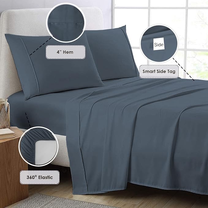 100% Cotton Bed Sheet Set - Queen - 15 in Deep Pocket