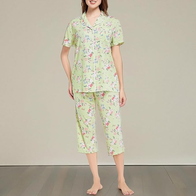 Capri Pajama Set - Short Sleeve - 2 Piece