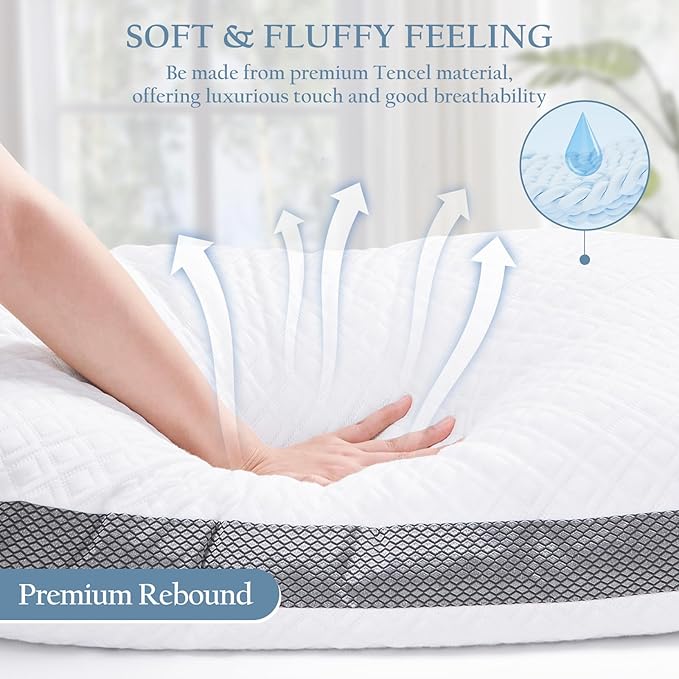 Memory Foam Cooling Bed Pillow - Standard - 2 Piece