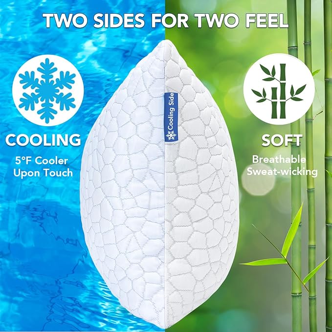 Memory Foam Cooling Bed Pillow - Queen - 2 Pack