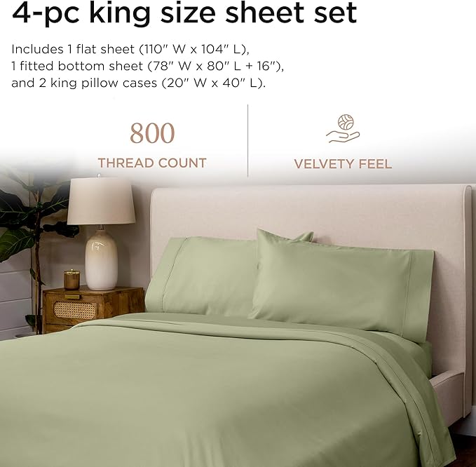 100% Cotton Bed Sheet Set - King - 16 in Deep Pocket - 4 Piece