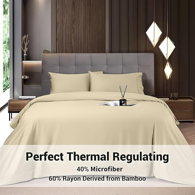 Bamboo Cooling Bed Sheet Set - California King - 4 Piece