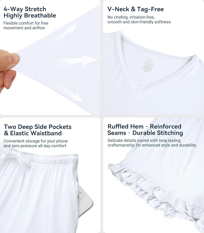 Bamboo Cooling Shorts Pajama Set - Short Sleeve - 2 Piece