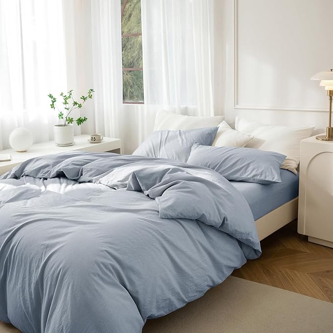 Linen Duvet Cover Set - Queen - 90 x 90 in - 3 Piece