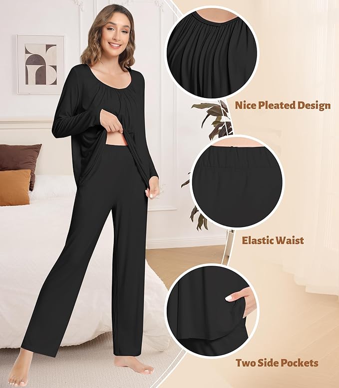 Women's Bamboo Pants Pajama Set - Long Sleeve - 2 Piece
