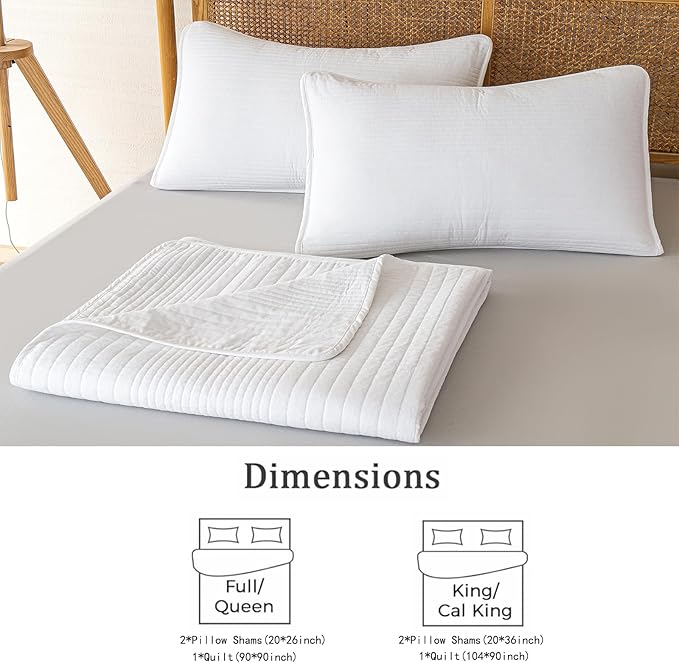100% Cotton Quilt Set - Queen - 3 Piece