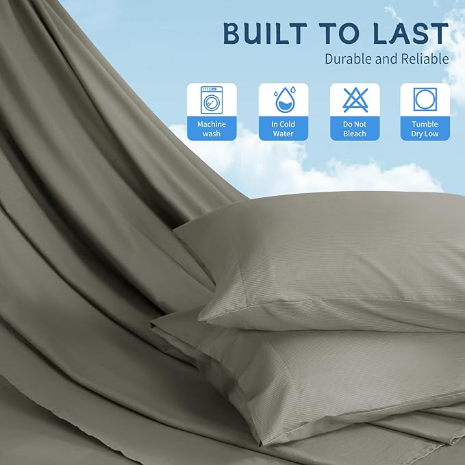 100% Cotton Cooling Bed Sheet Set - King - 4 Piece