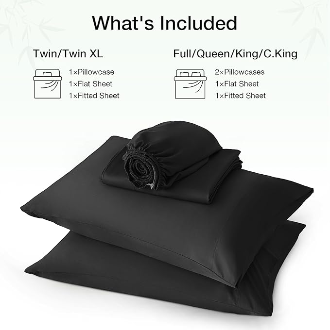 Bamboo Cooling Bed Sheet Set - King - 4 Piece