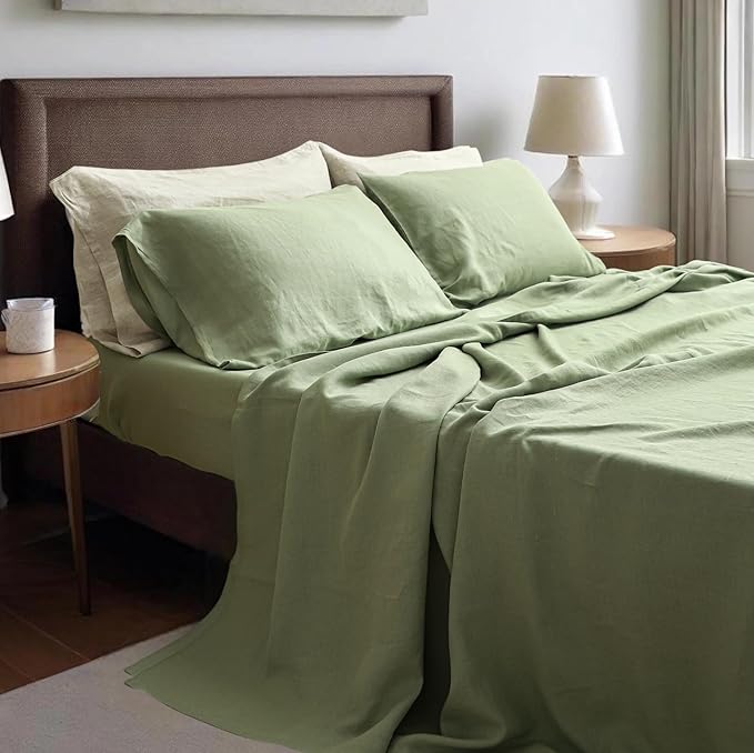 Linen Bed Sheet Set - Queen - 4 Piece