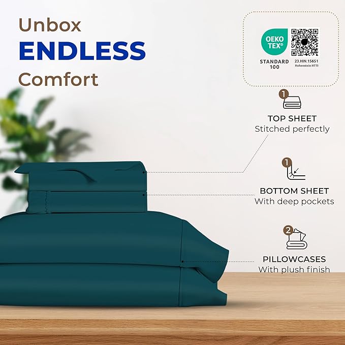 Cooling Bed Sheet Set - King - 16 in Deep Pocket - 4 Piece