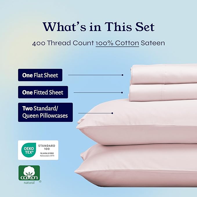 100% Cotton Bed Sheet Set - Queen - 4 Piece