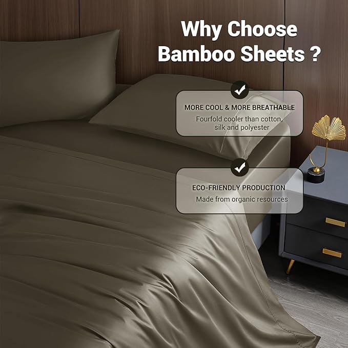 Bamboo Cooling Bed Sheet Set - King - 4 Piece