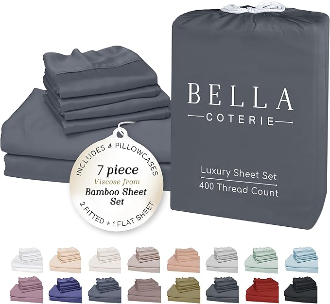 Bamboo Cooling Bed Sheet Set - Split King - 7 Piece
