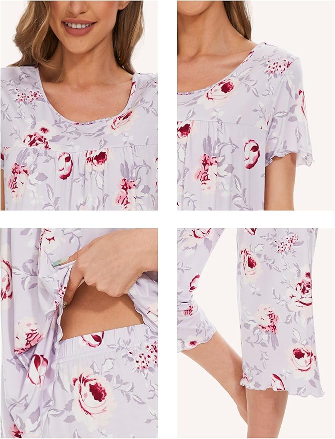 Bamboo Capri Pajama Set - Short Sleeve - 2 Piece