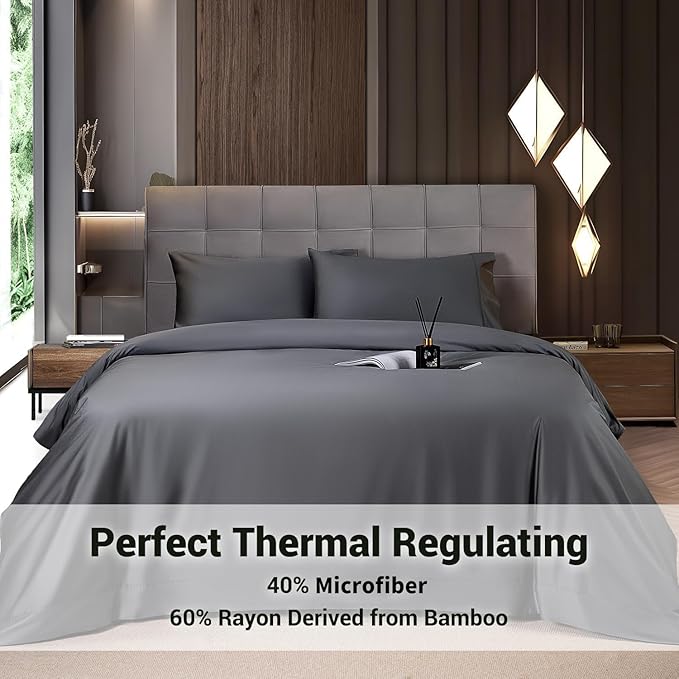 Bamboo Cooling Bed Sheet Set - Queen - 4 Piece
