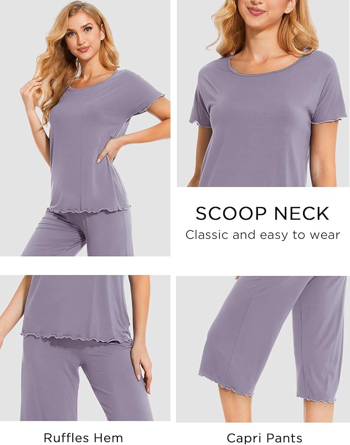 Bamboo Capri Pajama Set - Short Sleeve - 2 Piece