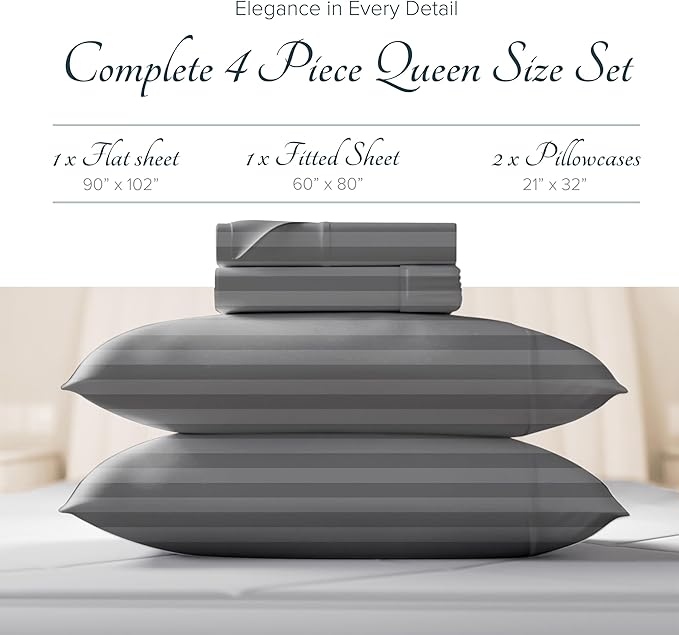 Linen Bed Sheet Set - Queen - 19 in Deep Pocket - 4 Piece