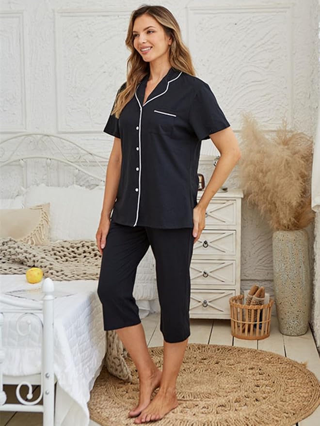 Capri Pajama Set - Short Sleeve - 2 Piece