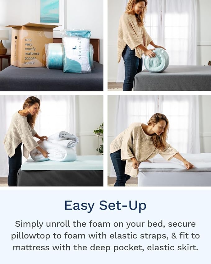 Memory Foam Cooling Mattress Topper - King