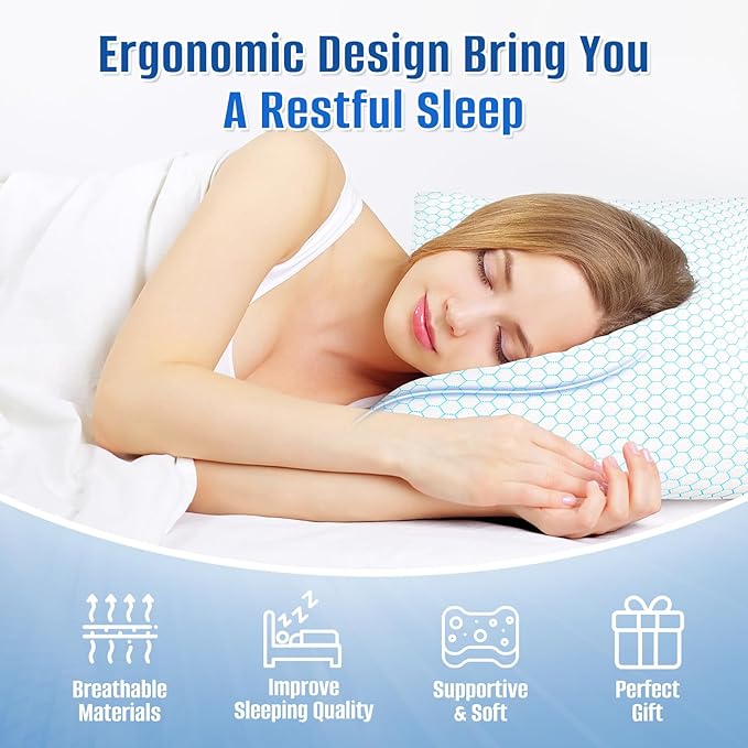 Memory Foam Cooling Bed Pillow - King - 2 Piece