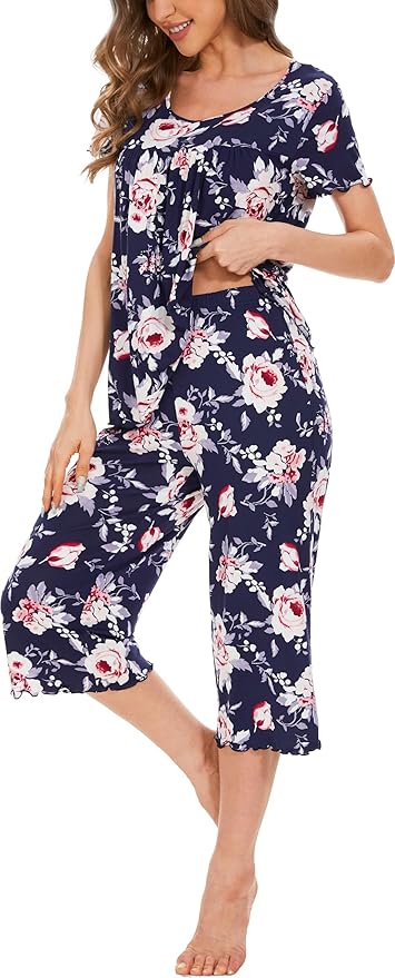 Bamboo Capri Pajama Set - Short Sleeve - 2 Piece