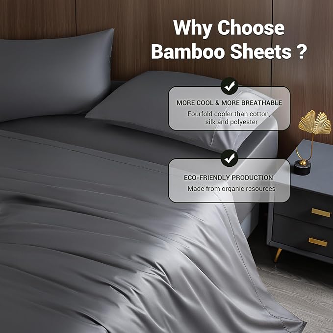 Bamboo Cooling Bed Sheet Set - California King - 4 Piece