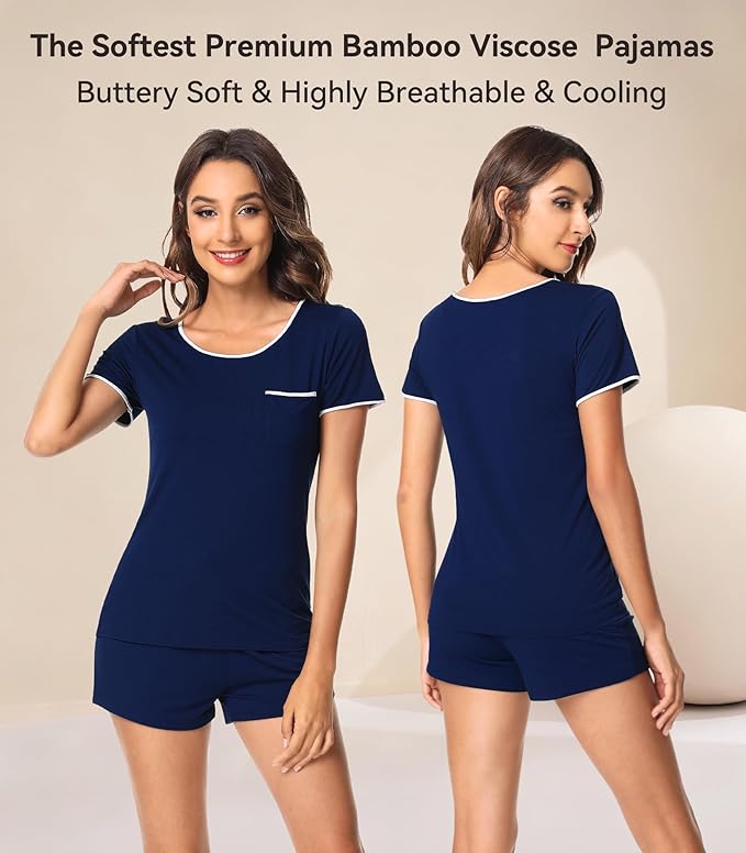 Women's Bamboo Cooling Pajama Set - Short Sleeve - 2 Piece